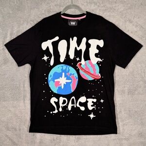 Time Space All Over Print T Shirt Men 2XL Black Space Planet Cosmic Streetwear